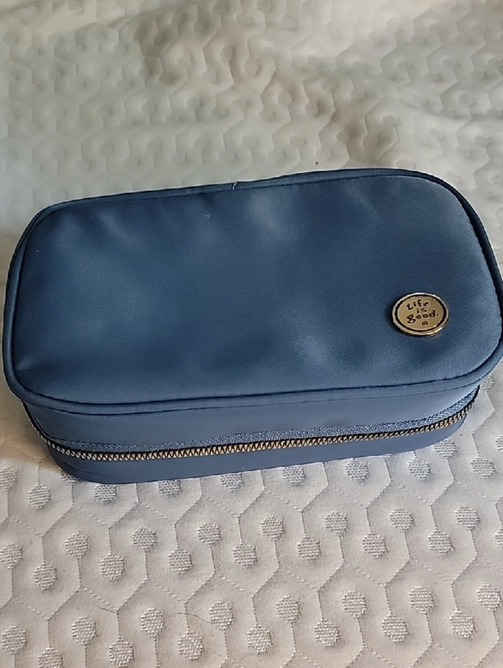 Life Is Good Slate Blue Double Compartment Cosmetic Pouch